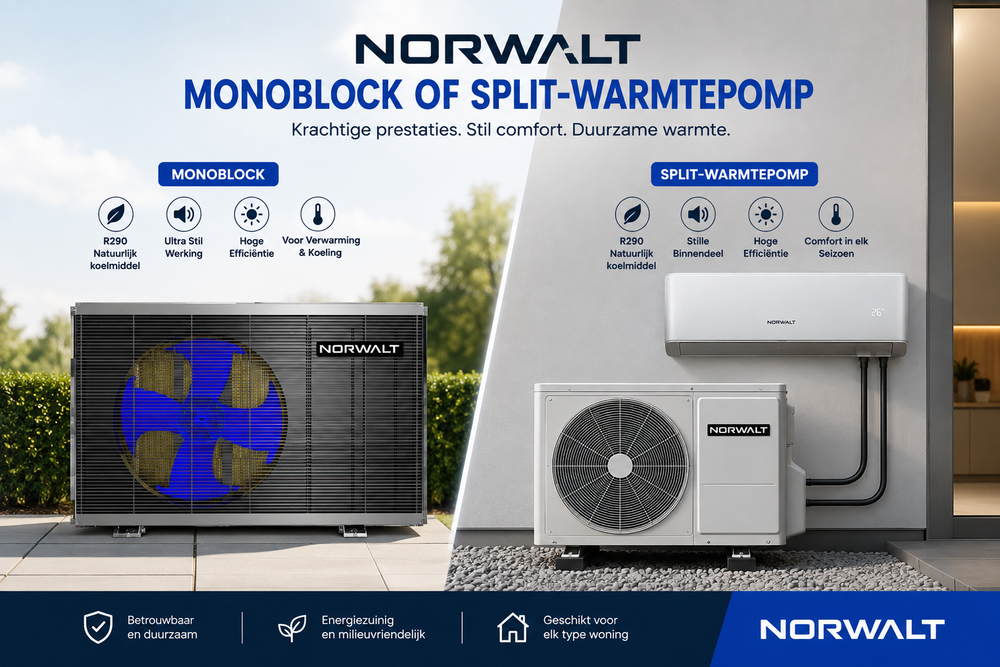 Norwalt monoblock of split-warmtepomp