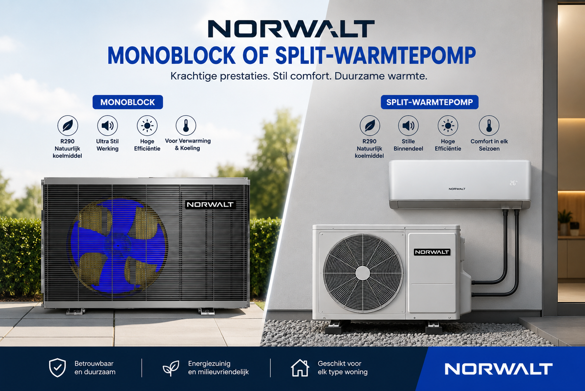 Norwalt monoblock of split-warmtepomp