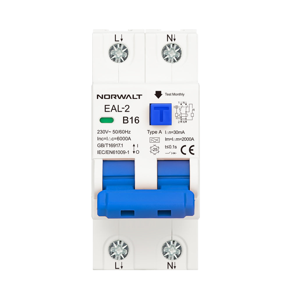 Norwalt EAL-2 Aardlekautomaat Type A B16 2P – 16A 30mA 6kA 230V